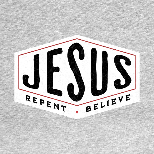 Jesus - Repent & Believe (red border) by Inspired Saints